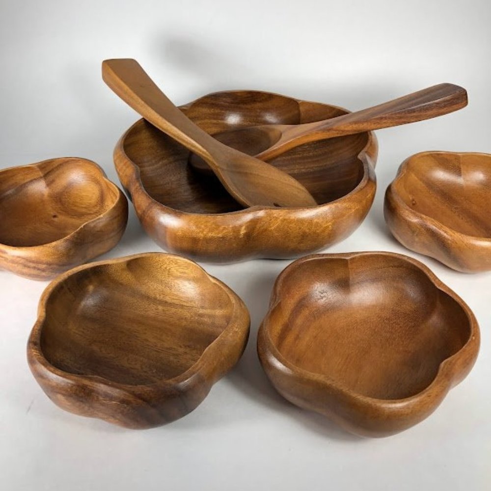 7 Piece Monkey Pod Bowl Set